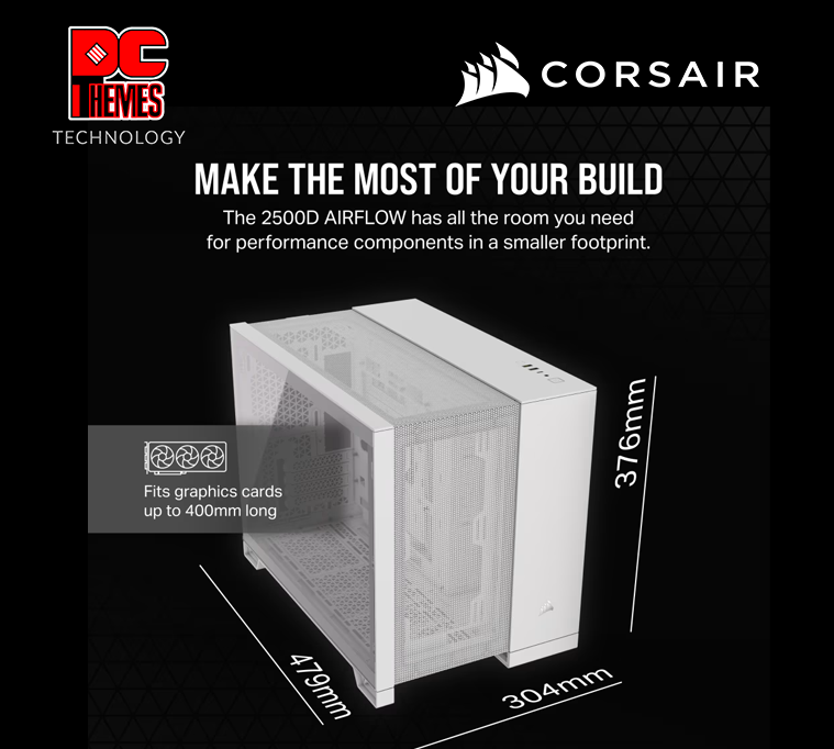 CORSAIR 2500D AIRFLOW Mid-Tower Dual Chamber PC Casing - White